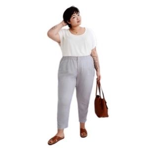 MADEWELL Plus Linen-blend Pull-on Tapered Pants Lilac 2X